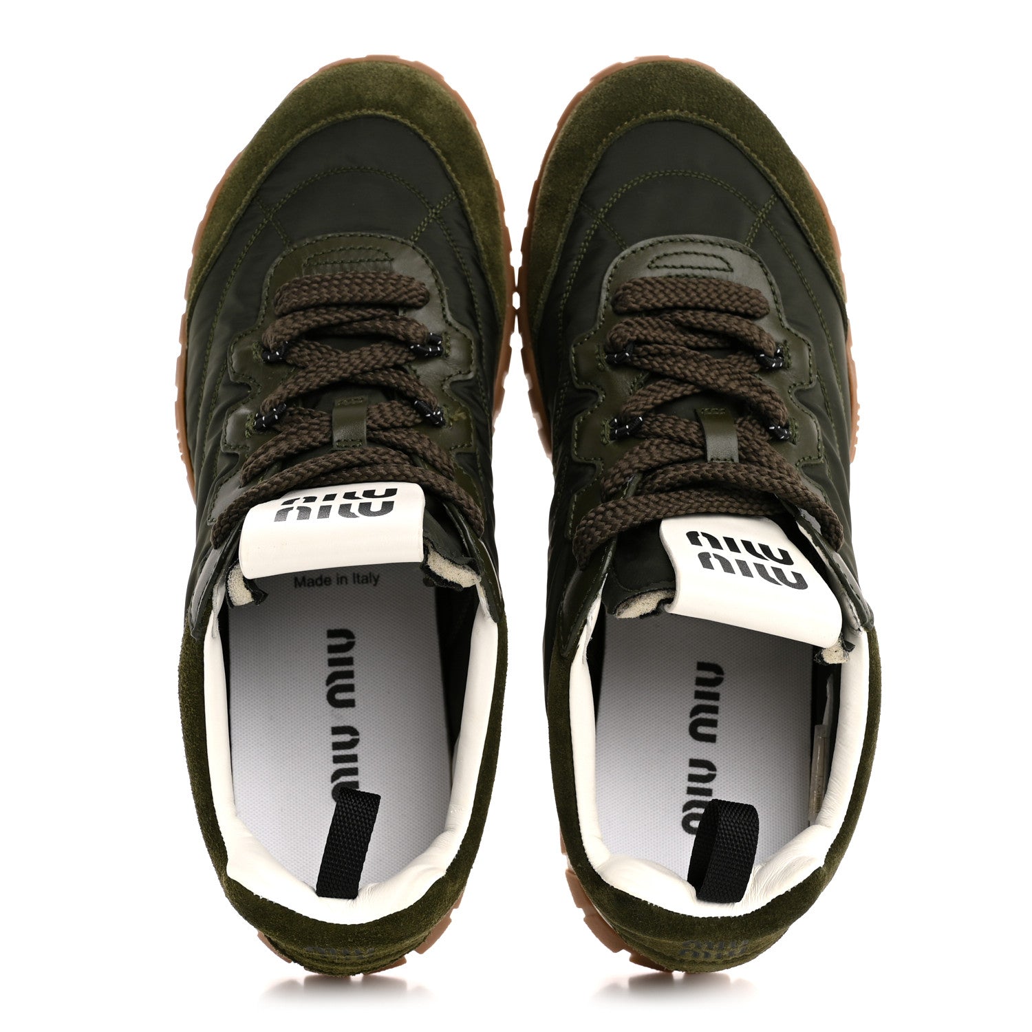 Miu Miu Nylon Scamosciato Suede Tyre Sneakers 38 Loden 2 of 11