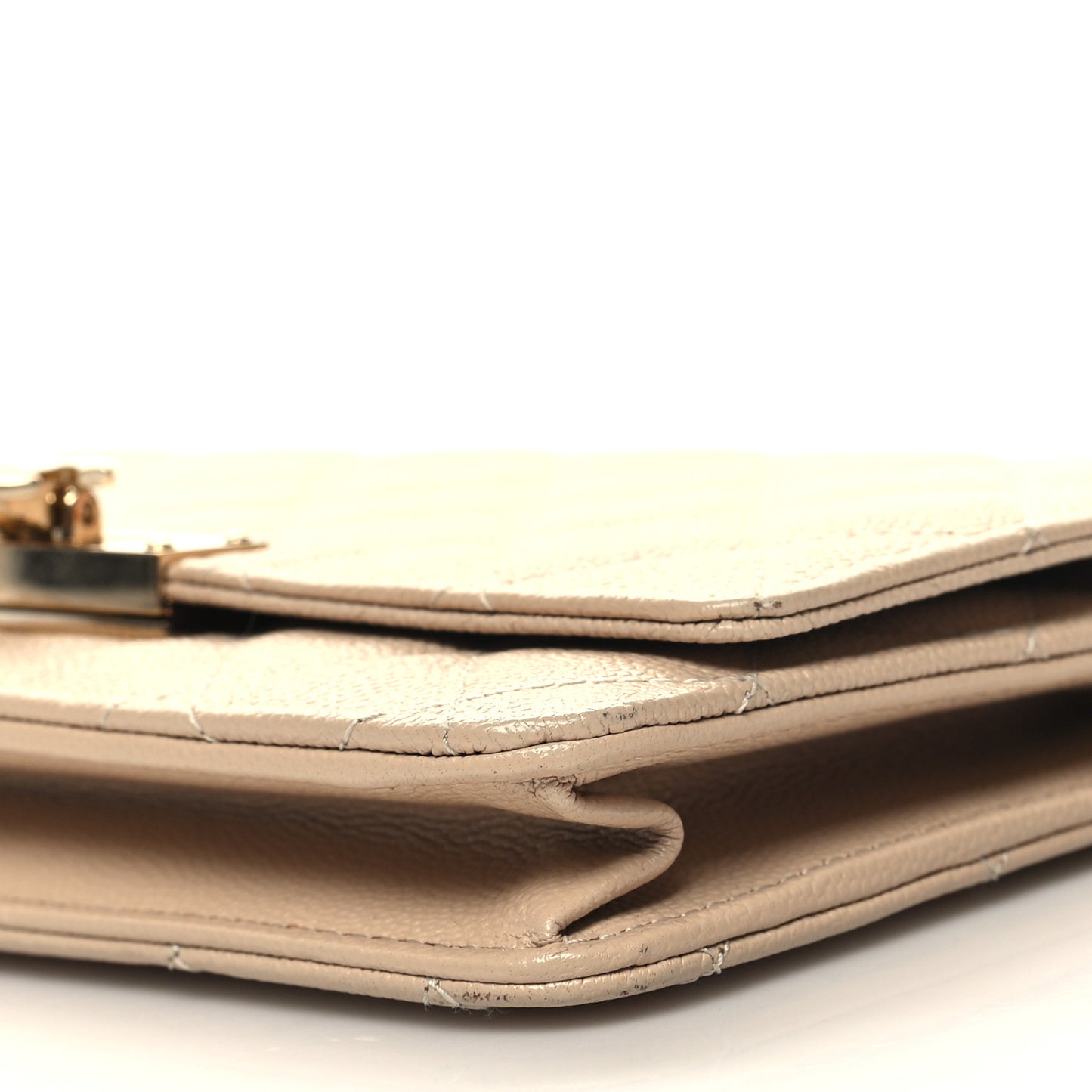 Caviar Quilted Golden Class Wallet On Chain WOC Light Beige