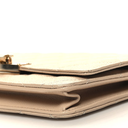 Chanel Caviar Quilted Golden Class Wallet On Chain WOC Light Beige 12 of 12