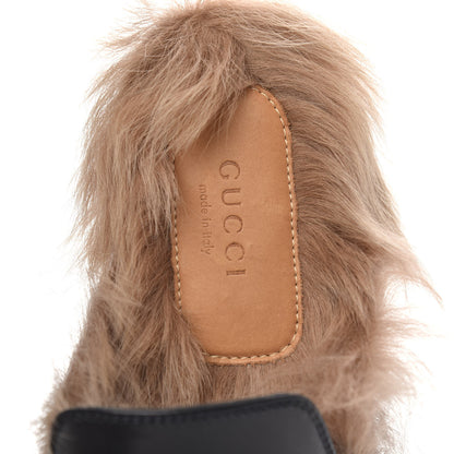 Gucci Calfskin Fur Womens Princetown Slippers 37.5 Black 6 of 8