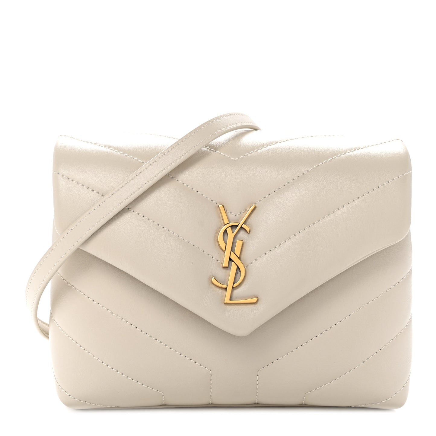 Calfskin Y Quilted Monogram Toy Loulou Crossbody Bag Blanc Vintage