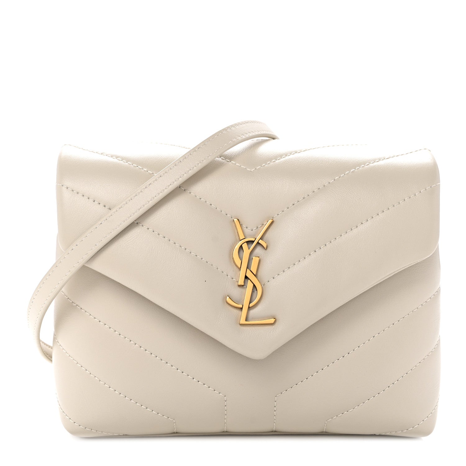 Saint Laurent Calfskin Y Quilted Monogram Toy Loulou Crossbody Bag Blanc Vintage 1 of 11
