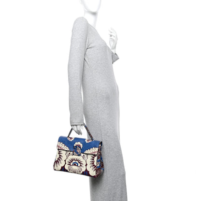 Valentino Garavani Calfskin Mime Print Single Handle Bag Blue 2 of 9