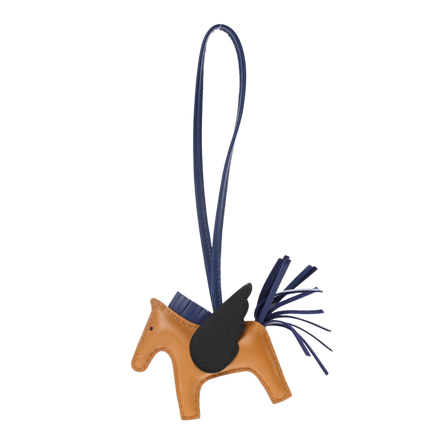 Hermes Milo Lambskin Grigri Rodeo Pegase Horse Bag Charm PM Sesame Black Bleu Saphir 1 of 5