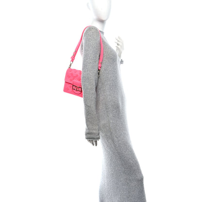 Louis Vuitton Grained Calfskin Tufted Monogram Mini Dauphine Fluo Pink 2 of 9