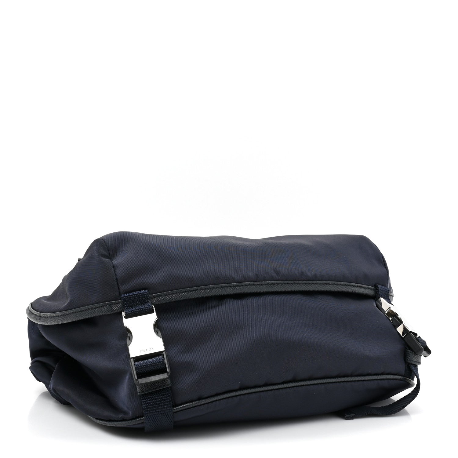 Prada Re-Nylon Saffiano Double Snap Buckle Zip Flap Shoulder Bag Bleu 4 of 12