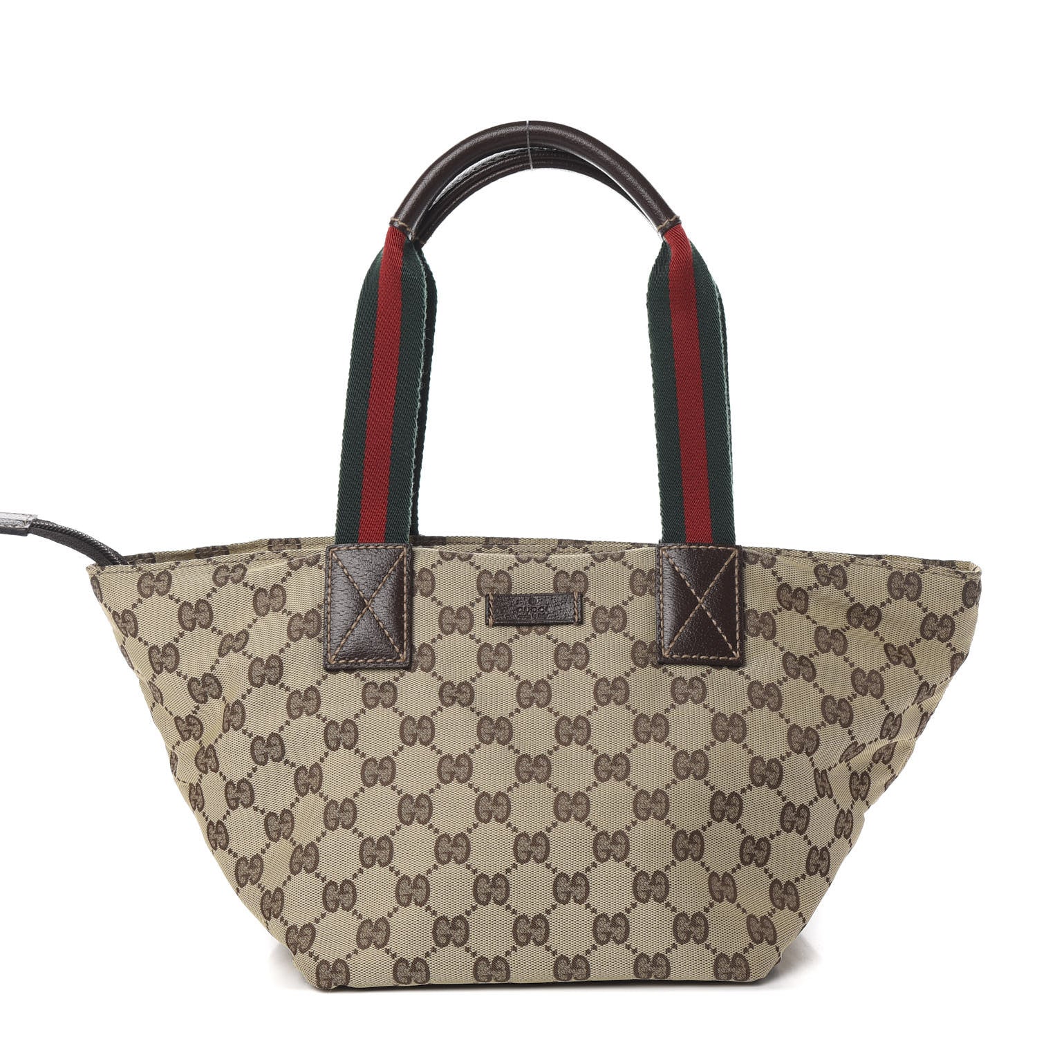 Gucci GG Monogram Small Web Handle Bucket Tote Dark Brown 1 of 9