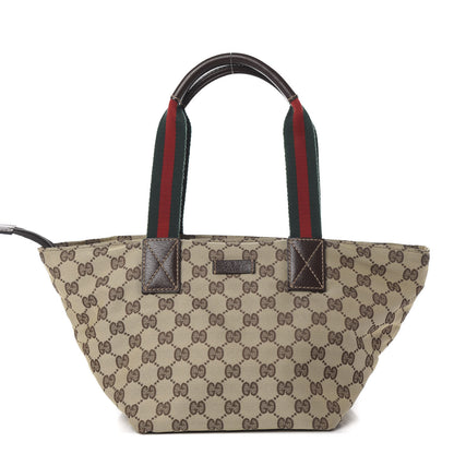Gucci GG Monogram Small Web Handle Bucket Tote Dark Brown 1 of 9