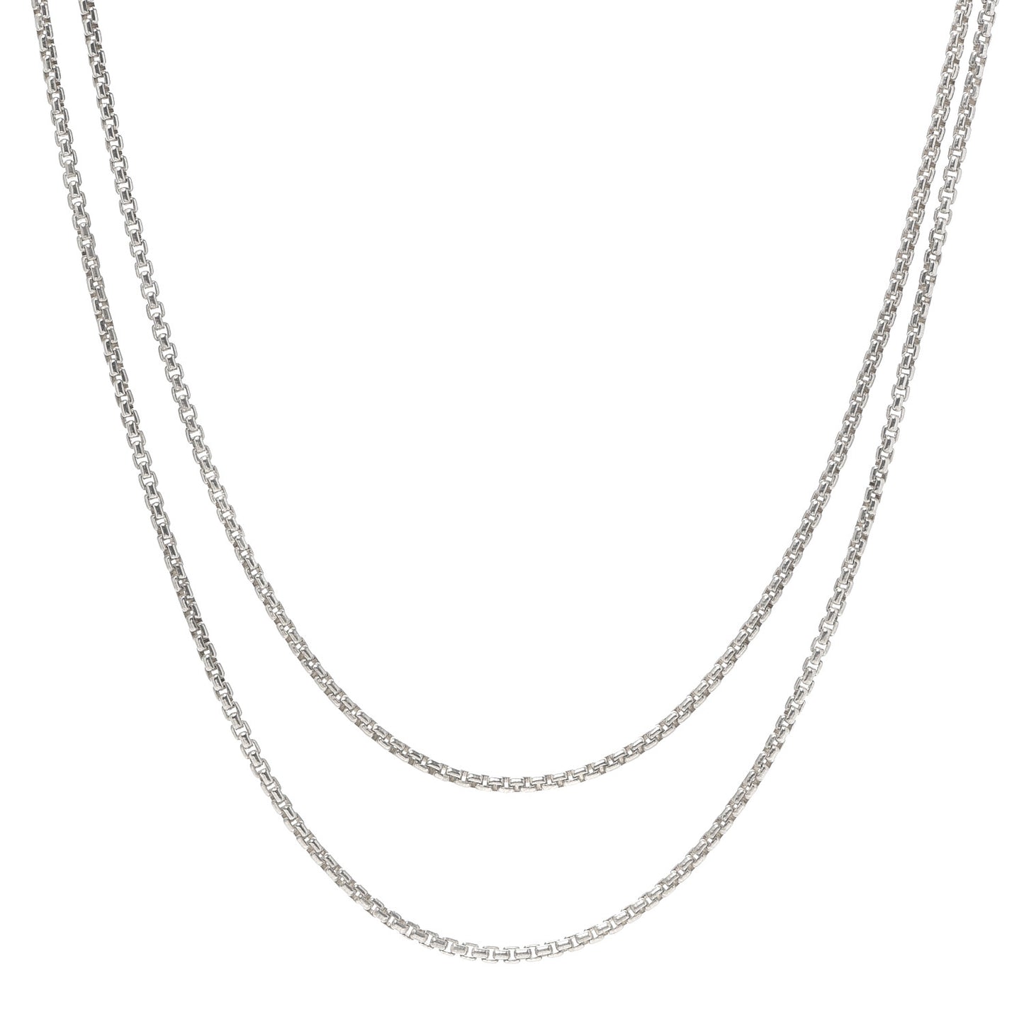 Sterling Silver 14K Yellow Gold 2.7mm Box Chain Necklace 54"