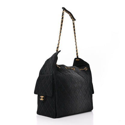 Chanel Washed Denim Quilted Medium Chanel 25 Handbag Black 4 of 11