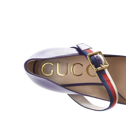 Gucci Malaga Kid Sylvie High Heel Pumps 39 Shine Purple 7 of 10