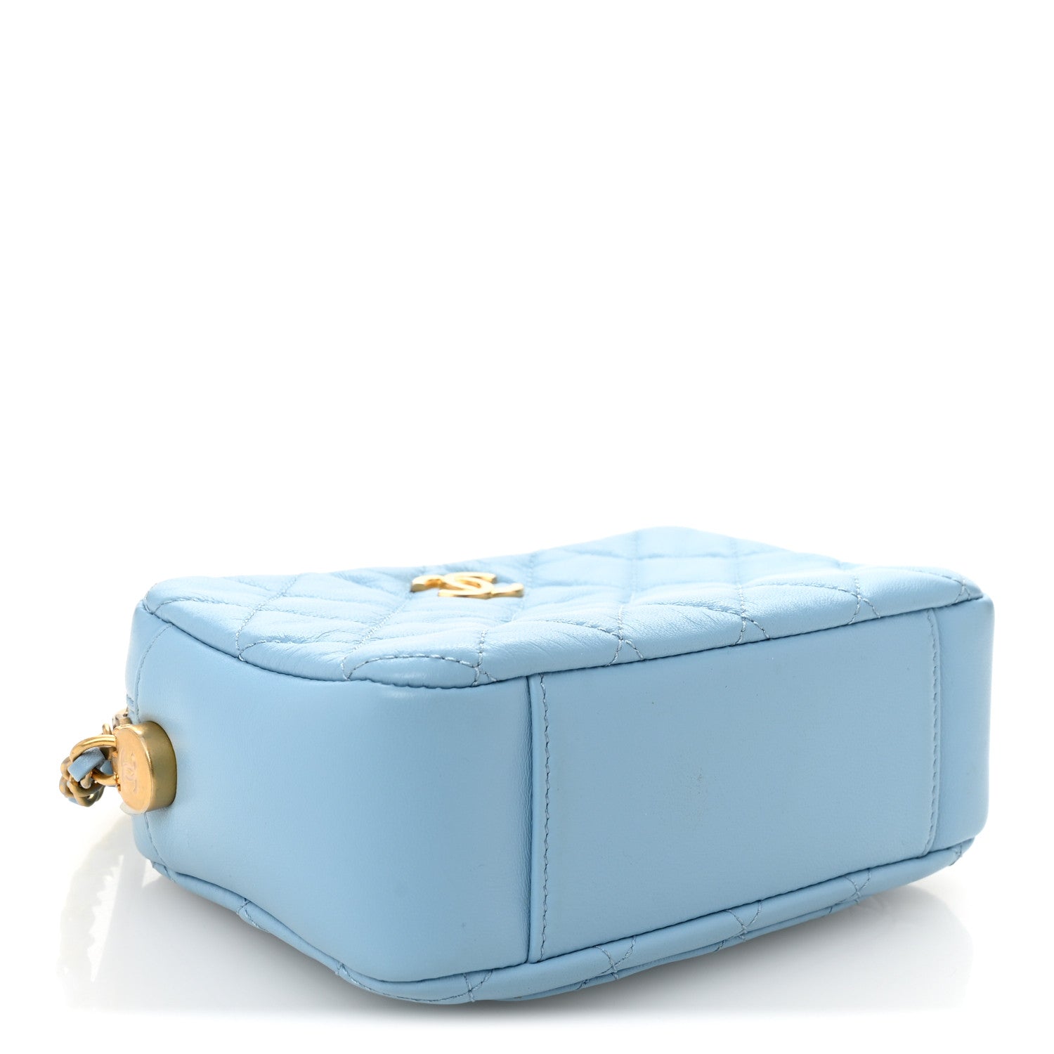 Chanel Lambskin Quilted CC Pearl Crush Camera Case Light Blue 4 of 11