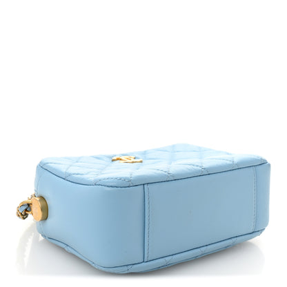 Chanel Lambskin Quilted CC Pearl Crush Camera Case Light Blue 4 of 11