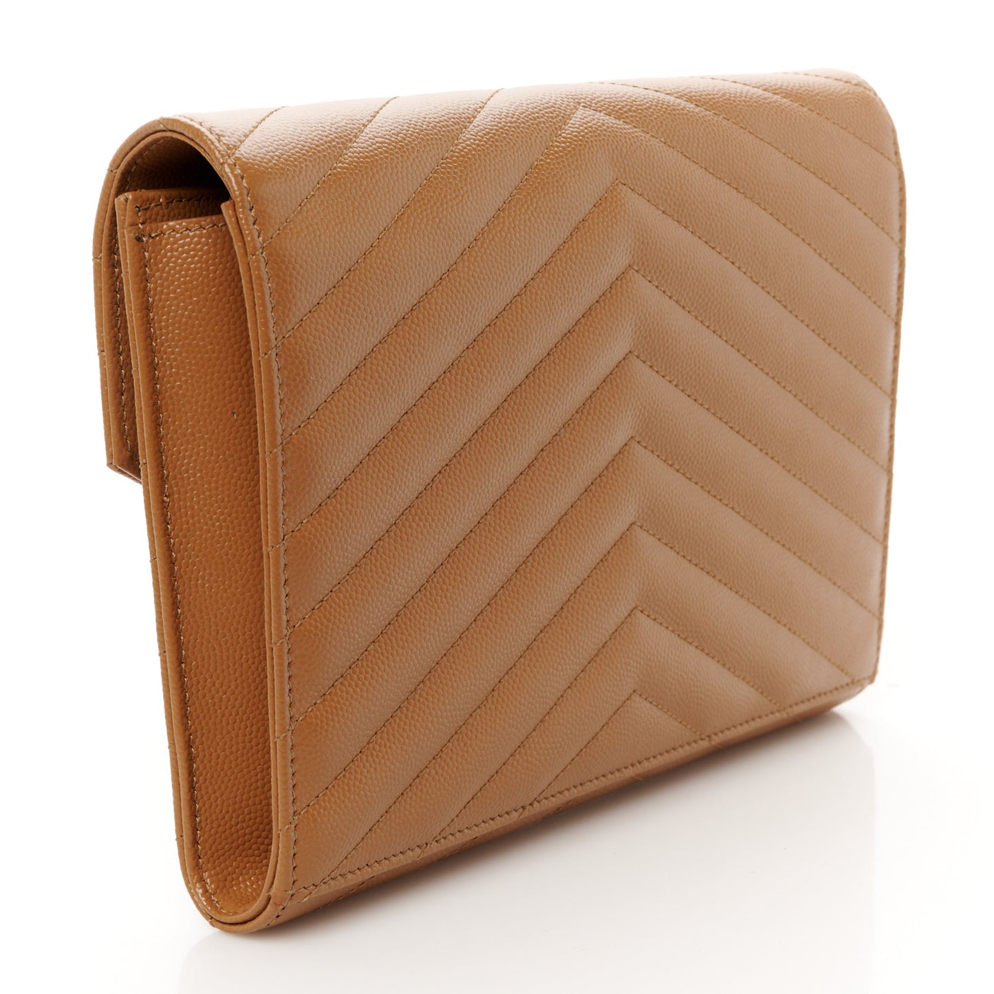 Grain De Poudre Matelasse Chevron Monogram Cassandre Flap Pouch Natural Dark