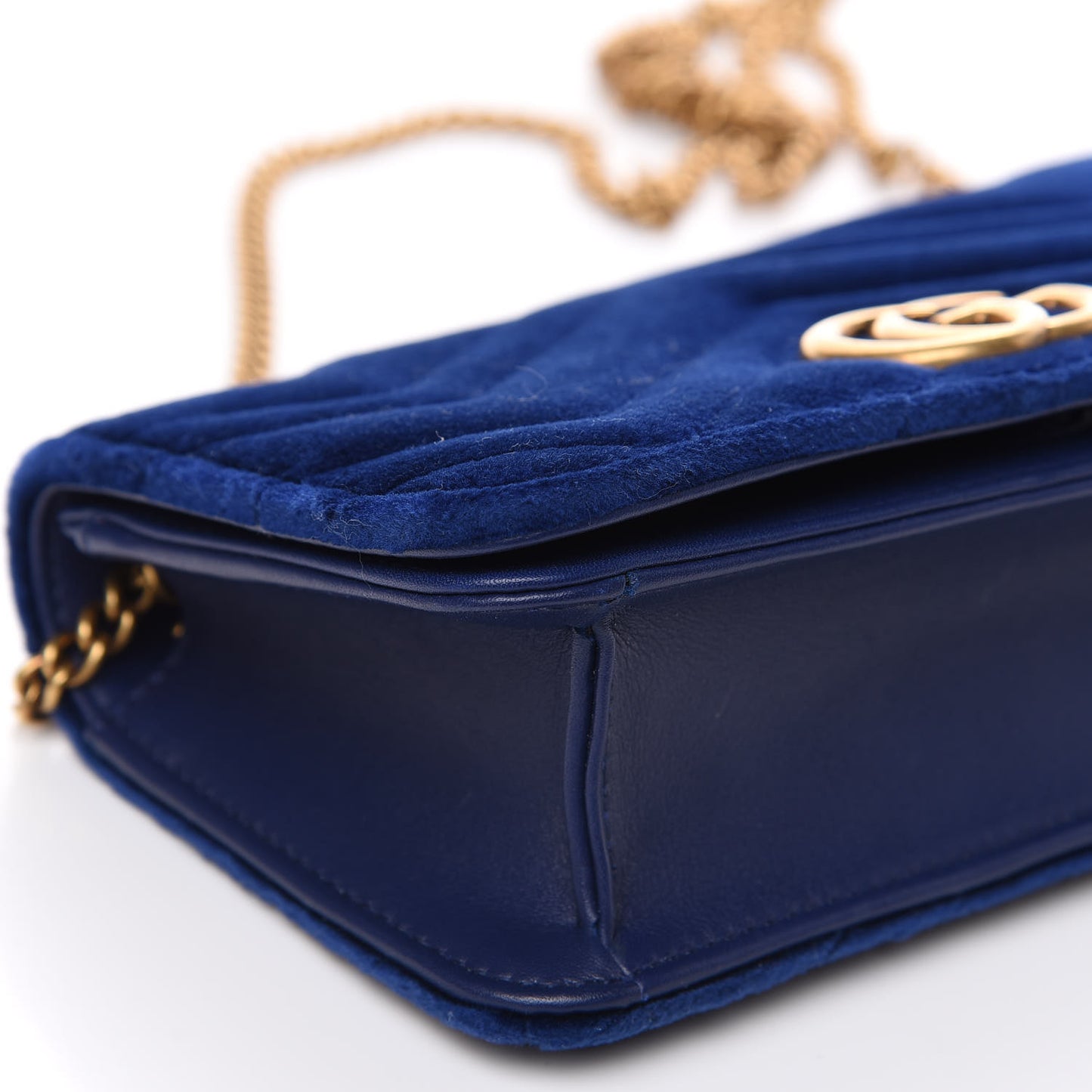 Velvet Matelasse GG Marmont Mini Bag Cobalt Blue