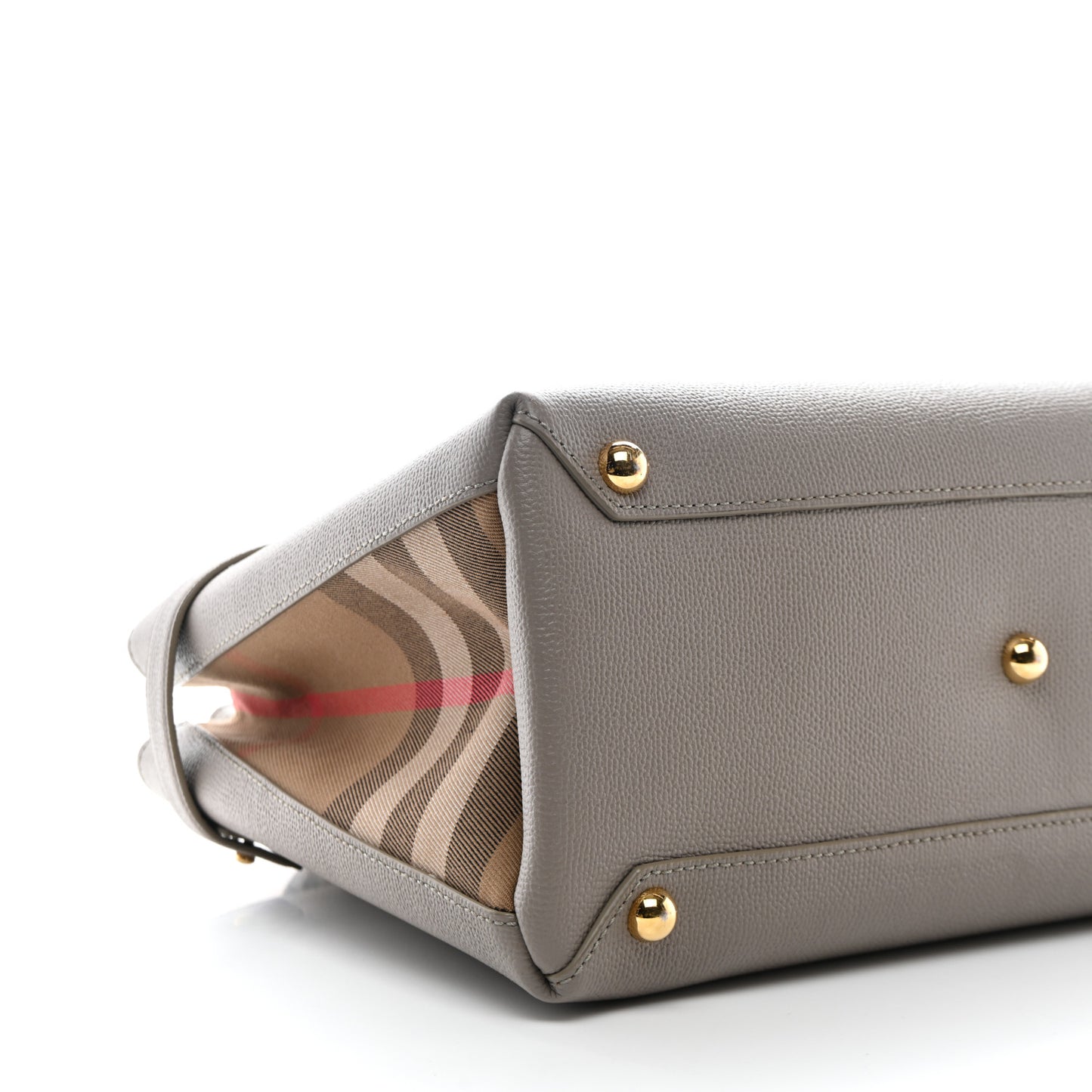 Grainy Calfskin House Check Medium Banner Tote Taupe Brown