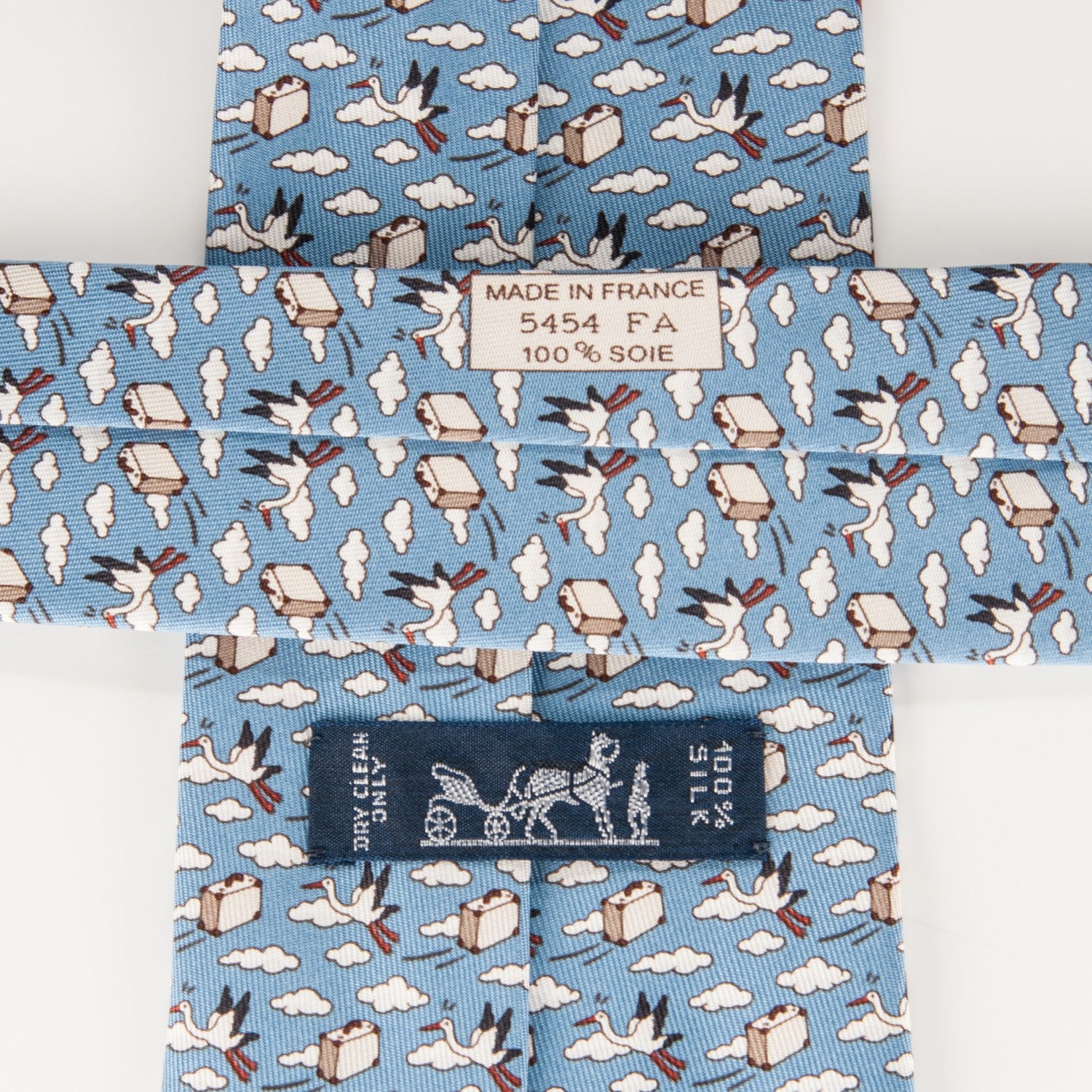 Hermes Printed Silk Mens Neck Tie Bleu 4 of 5