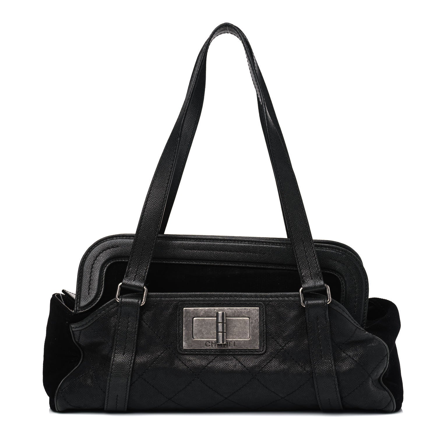Chanel Caviar Fabric Diamond Stitched Mademoiselle Shoulder Bag Black 1 of 12