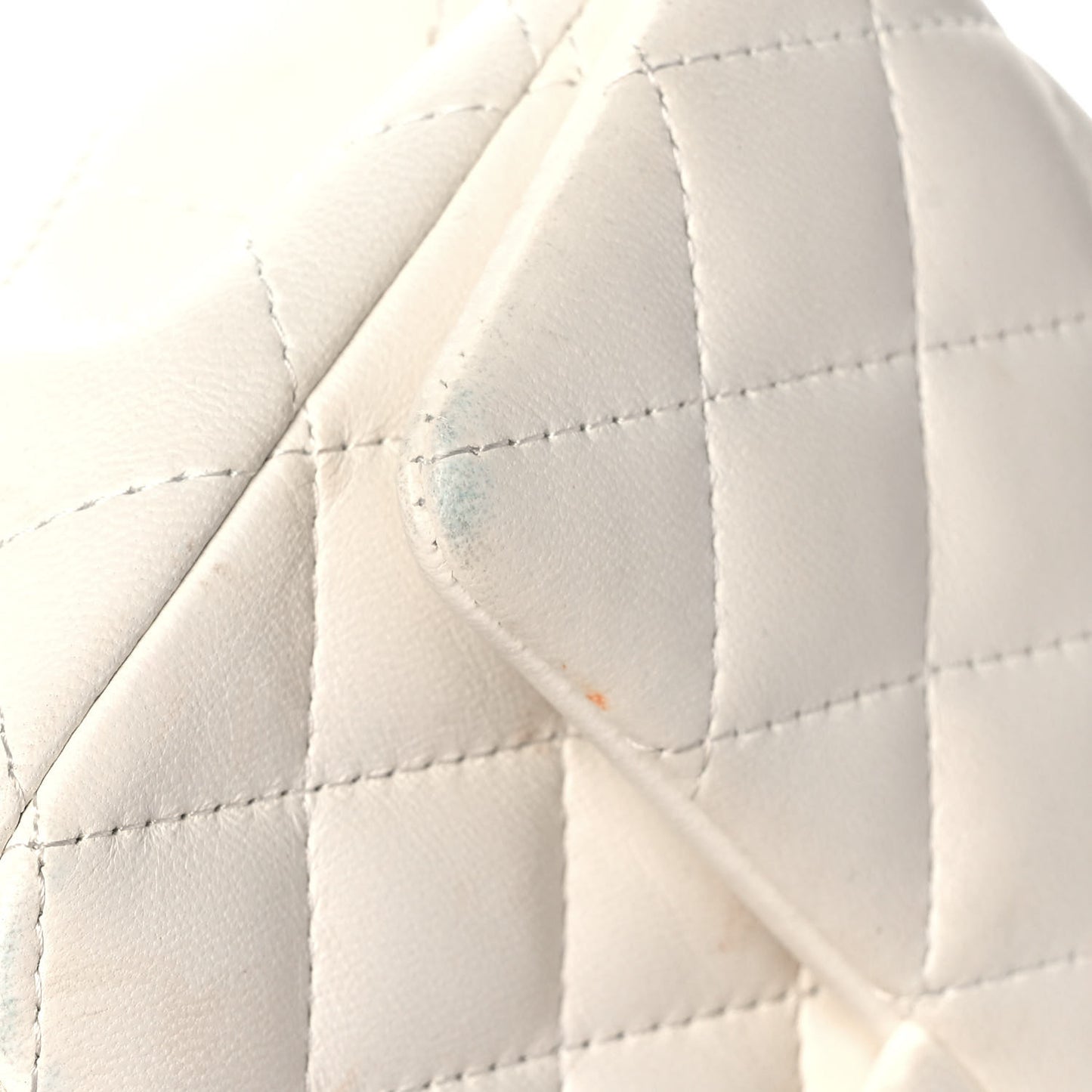 Lambskin Quilted Mini Rectangular Flap White