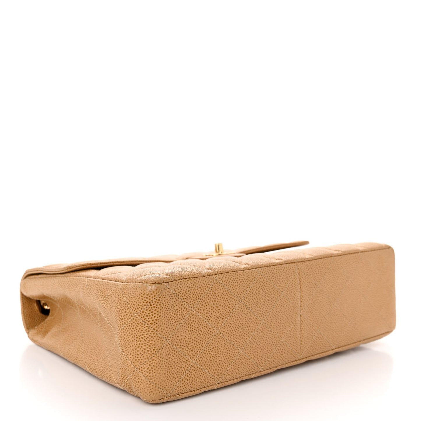 Caviar Quilted Jumbo Single Flap Beige