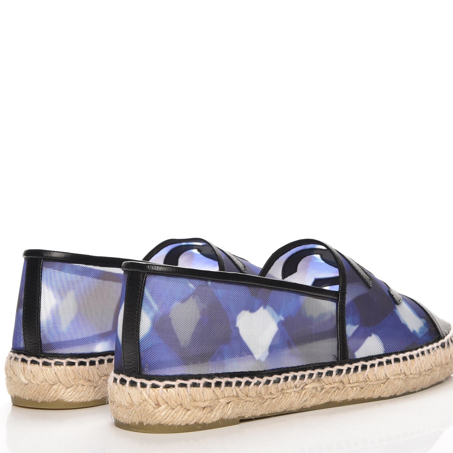 Chanel Mesh Lambskin Check Print CC Espadrilles 42 Blue Black White 4 of 21