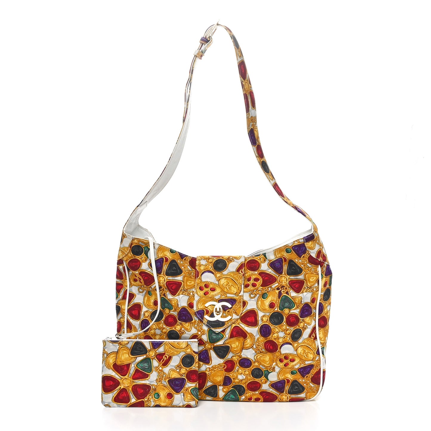 Canvas Gripoix Print Shoulder Bag Multicolor