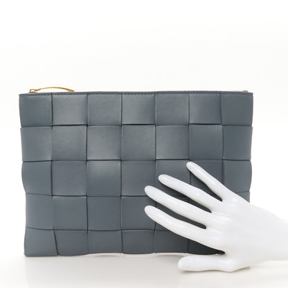 Bottega Veneta Nappa Maxi Intrecciato Cassette Flat Zip Medium Pouch Thunder 2 of 8