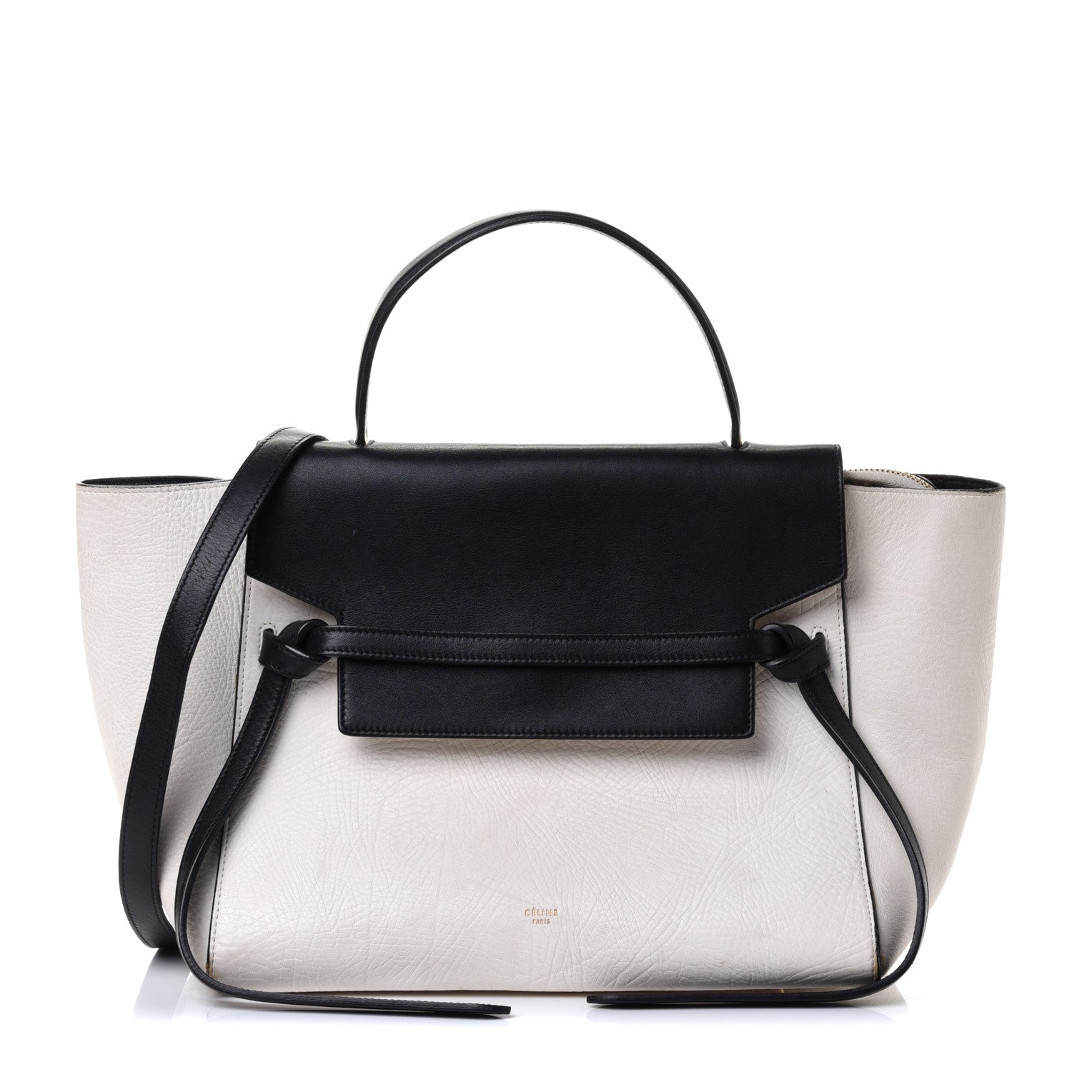 Celine Grained Calfskin Micro Belt Bag White Black 1 of 4