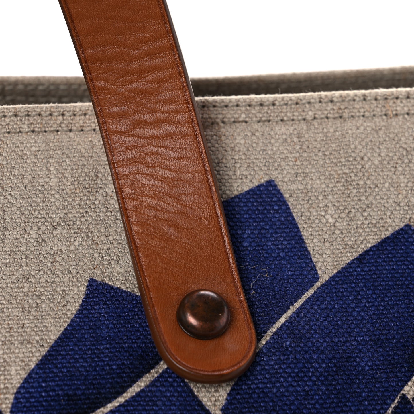 Natural Linen Calfskin Tote White Rope