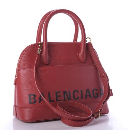 Balenciaga Signature Grained Calfskin Logo S Ville Top Handle Bag Rouge Lantern Black 3 of 8