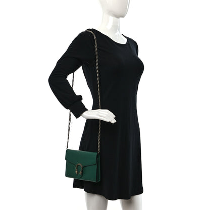 Gucci Calfskin Mini Dionysus Chain Wallet Emerald 2 of 8