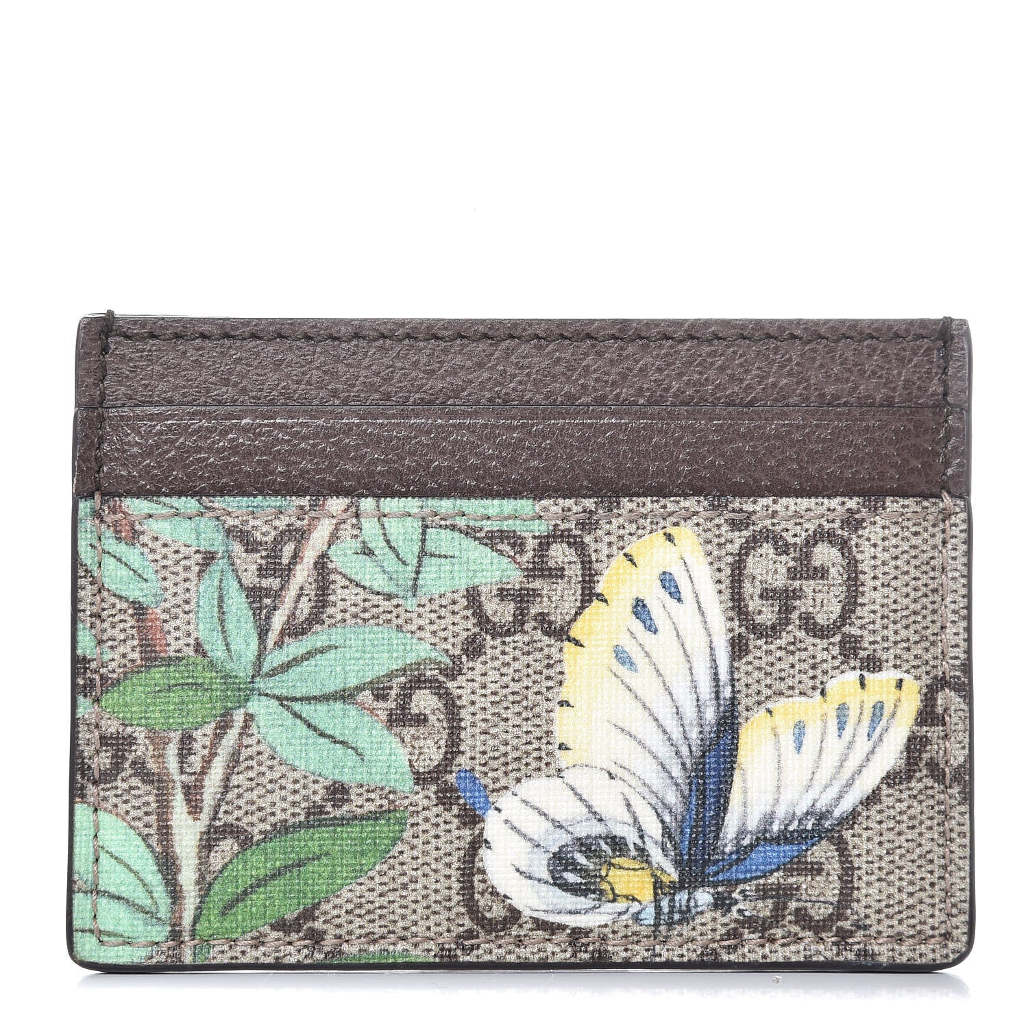 Gucci GG Supreme Monogram Tian Card Holder Beige Multicolor New Acero 1 of 7