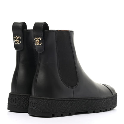 Chanel Calfskin Cap Toe CC Ankle Boots 37.5 Black 4 of 8