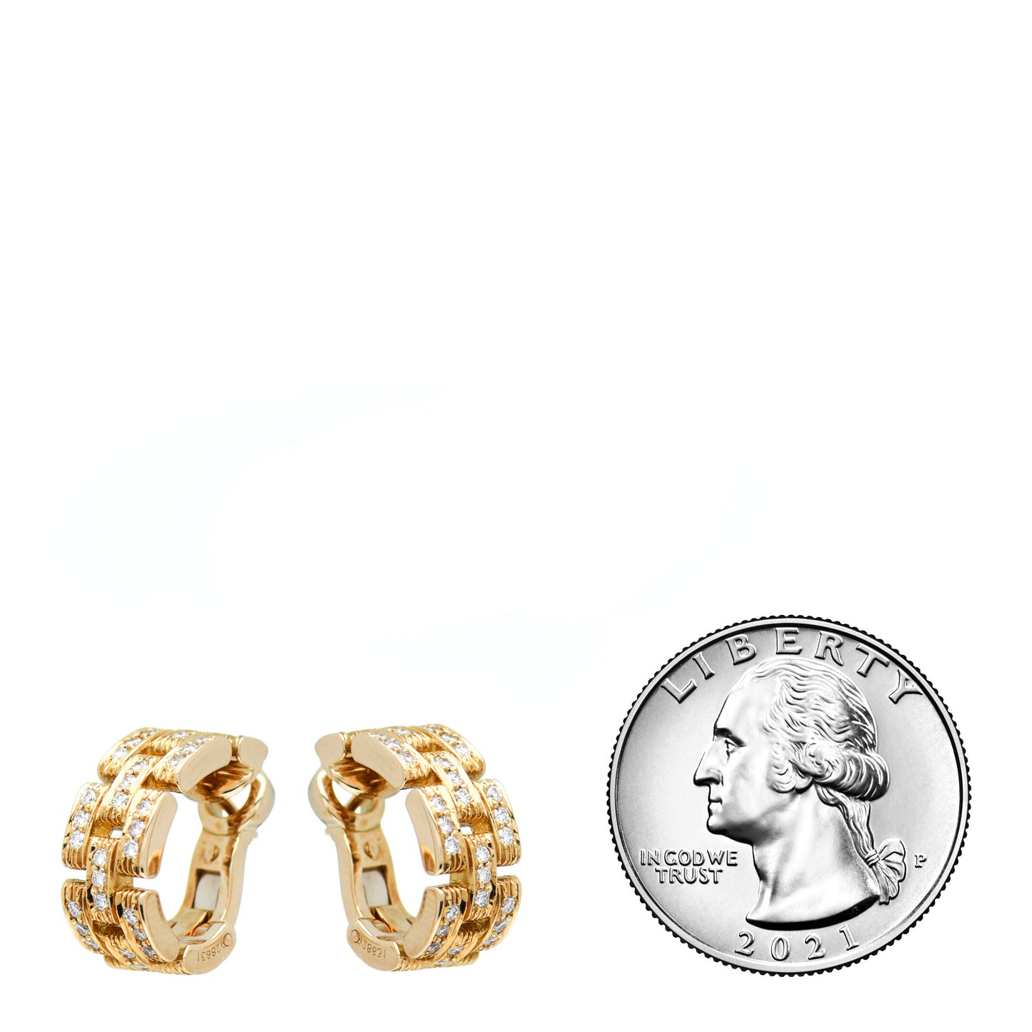 18K Yellow Gold Diamond Panthere Maillon Earrings
