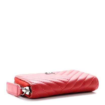 Chanel Lambskin Quilted Crossing Zip Around Coin Purse Red 4 of 10