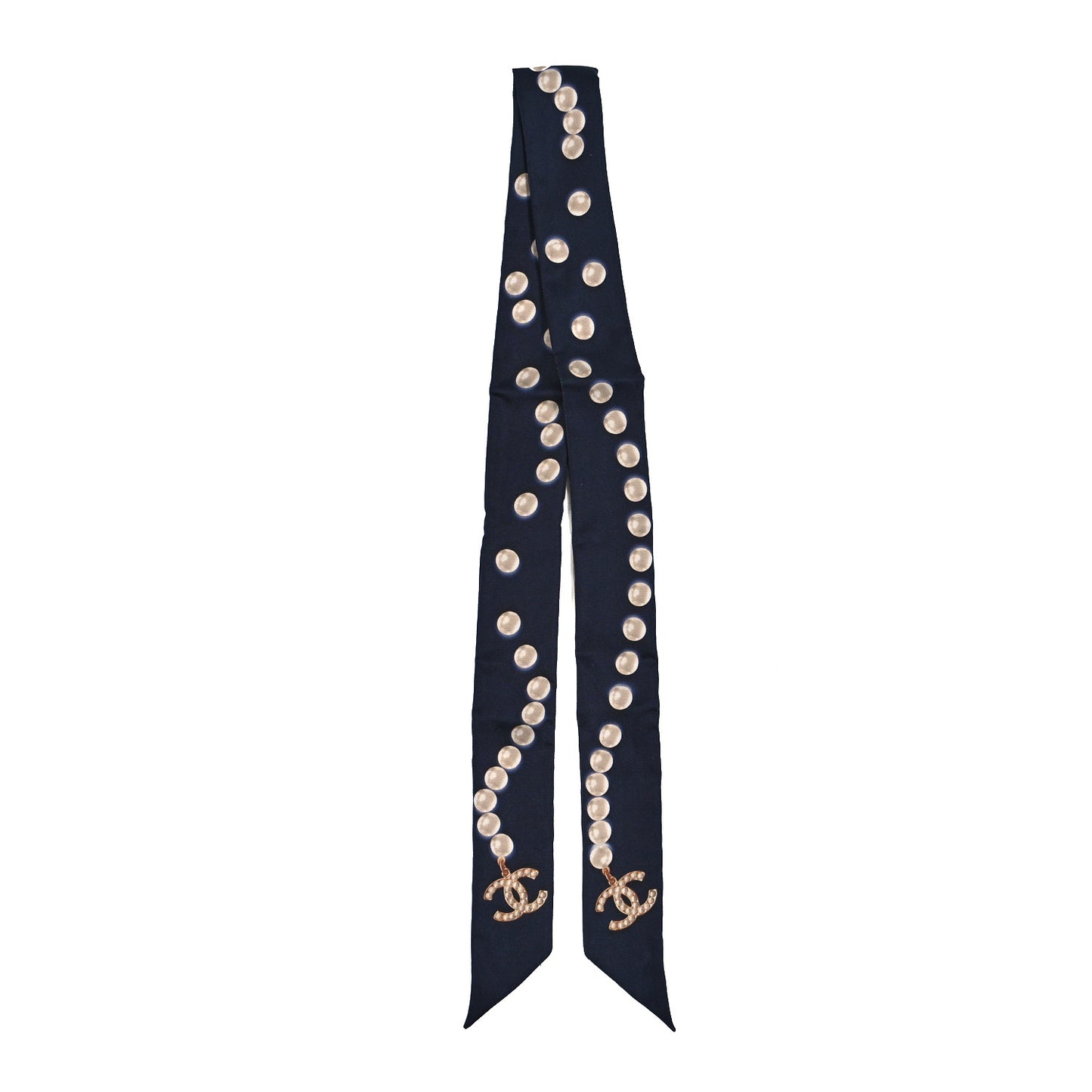 Silk Pearl CC Slim Bandeau Scarf Dark Navy