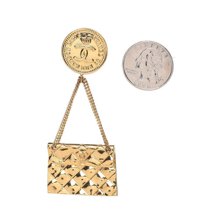 Chanel 2.55 Flap Dangle Clip On Earrings Gold 2 of 4