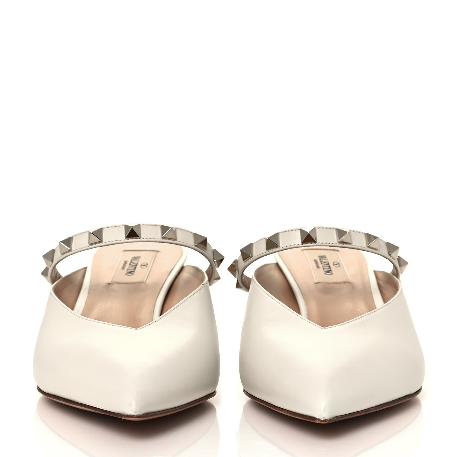 Valentino Garavani Nappa Rockstud Hype Low Heel Mules 39 Ivory 2 of 9