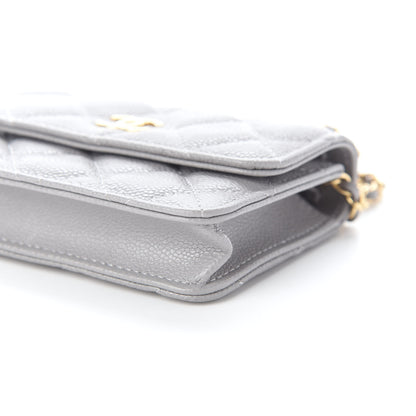 Chanel Caviar Quilted Miss Coco Clutch With Chain Grey 10 of 10