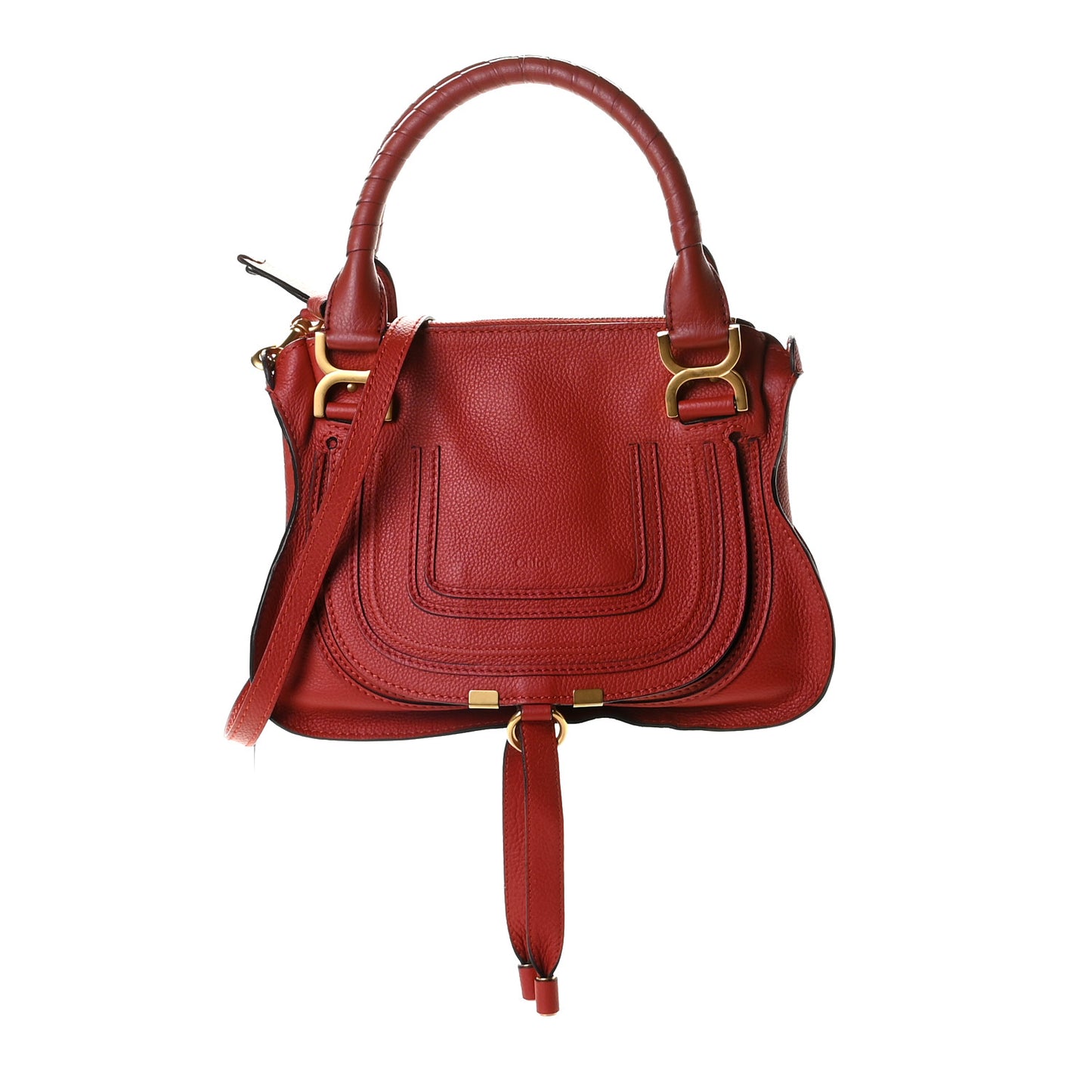Calfskin Small Marcie Satchel Dahlia Red