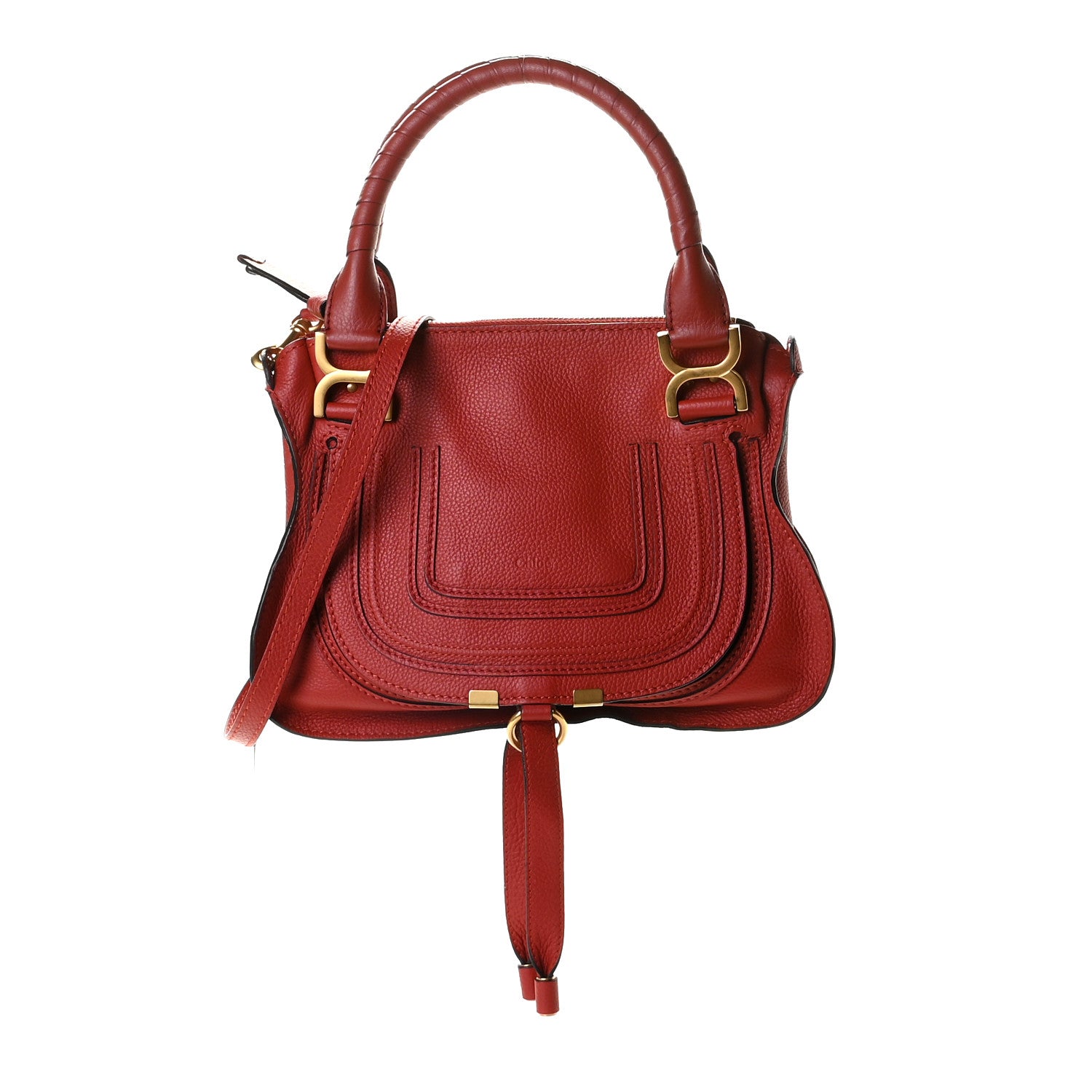Chloe Calfskin Small Marcie Satchel Dahlia Red 1 of 8
