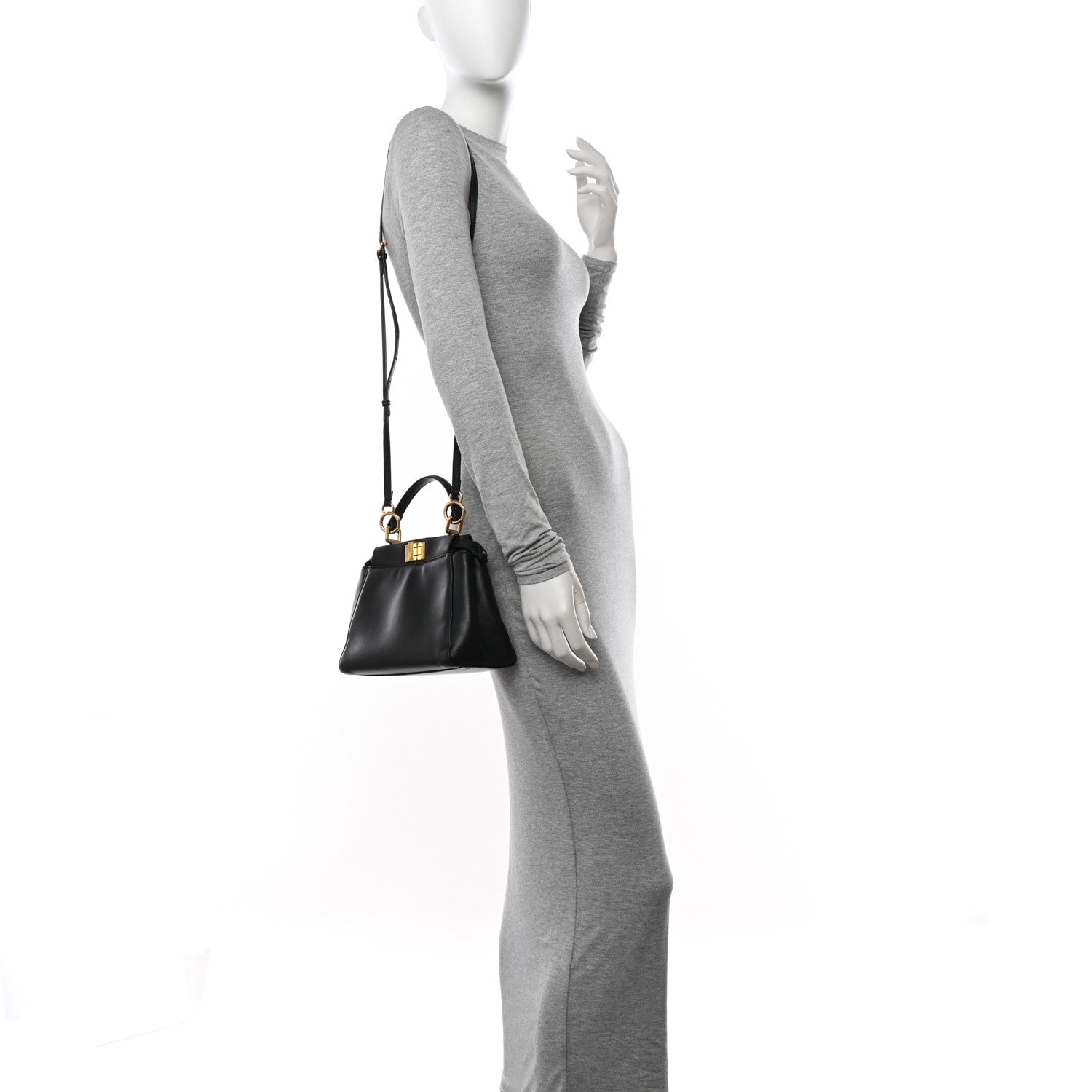 Fendi Nappa Mini Peekaboo Iconic Satchel Black 2 of 11