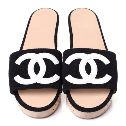 Chanel Wood Mesh CC Mules 39.5 Black 5 of 10