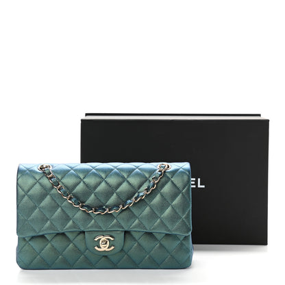 Chanel Iridescent Caviar Quilted Medium Double Flap Green 11 of 11
