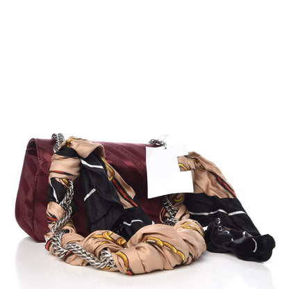 Balenciaga Nylon Jacquard Diagonal Logo Small Scarf Lock Chain Shoulder Bag Rouge Bordeaux Black Beige 3 of 8