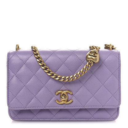 Chanel Caviar Quilted Sweetheart Wallet On Chain WOC Light Purple 1 of 16