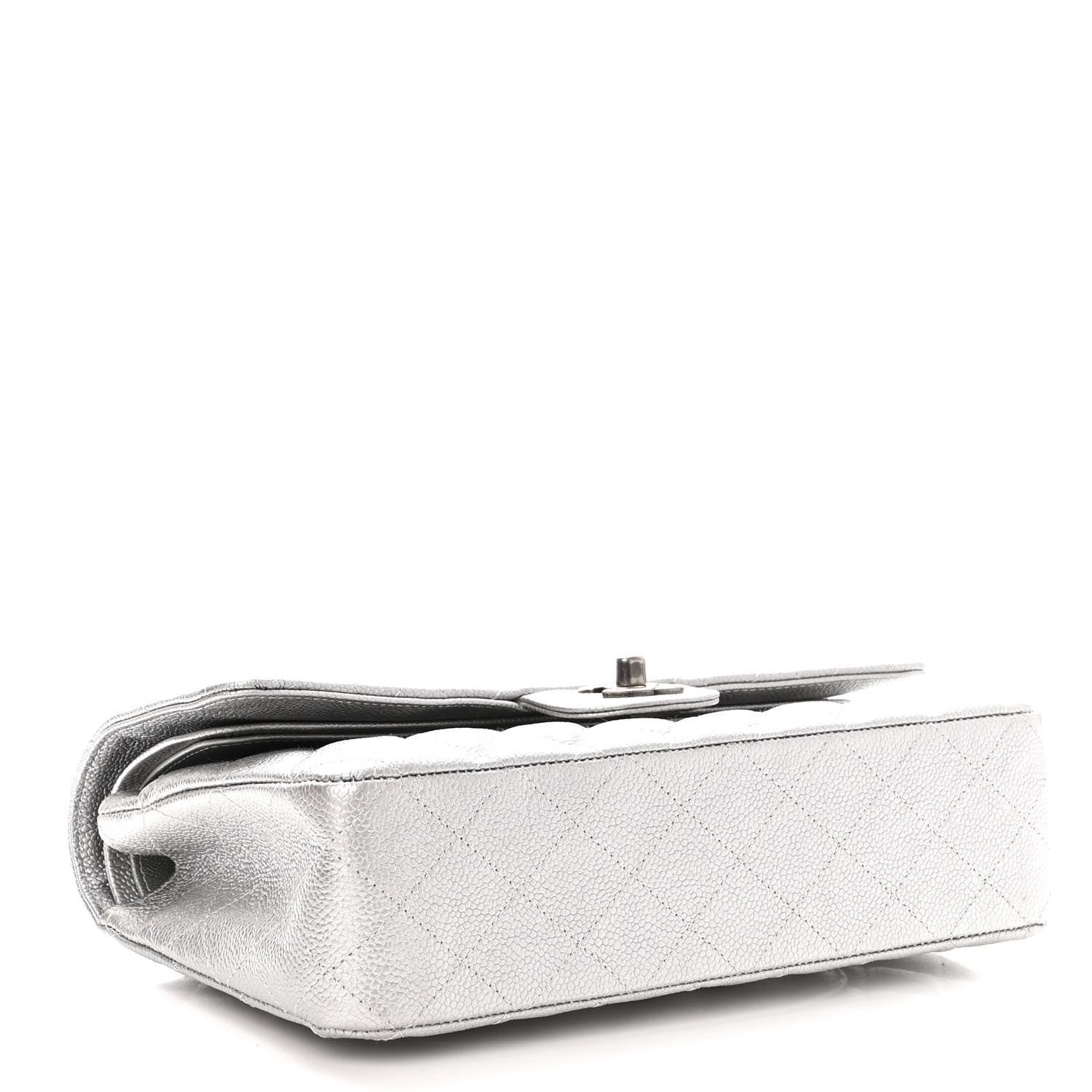 Chanel Metallic Caviar Quilted Medium Double Flap Silver 4 of 10
