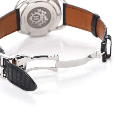 Hermes Stainless Steel Alligator 41mm Arceau Automatic Watch Noir 5 of 6