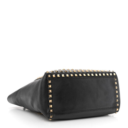 Valentino Garavani Calfskin Small Rockstud All Over Double Handle Tote Black 4 of 14