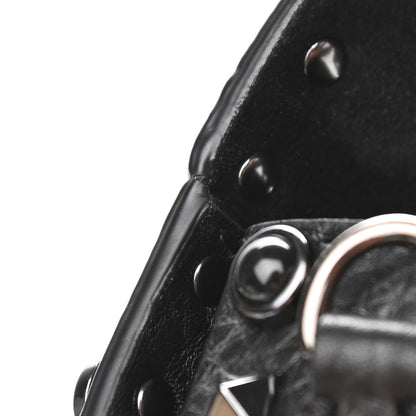 Valentino Garavani Pebbled Calfskin Onyx Medium Rockstud Rolling Flap Saddle Bag Black 8 of 11